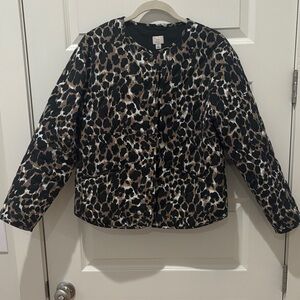 a new day quilted Leopard Print Puffer Jacket - Black and Brown